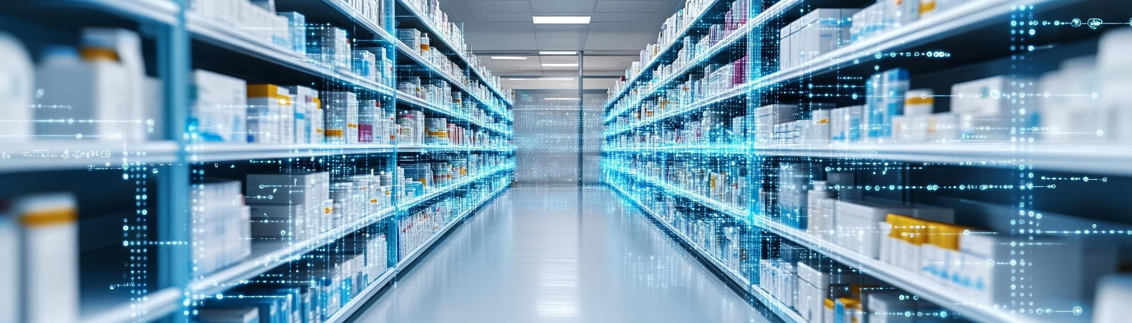 Regalgang mit Produkten